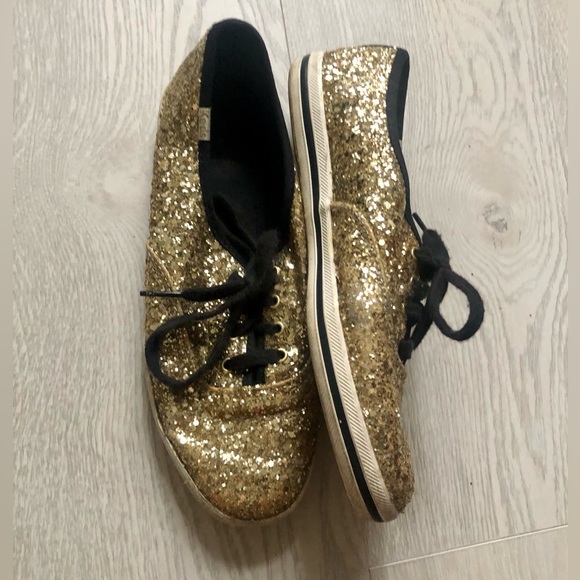 Kate Spade NY Keds Glitter Gold Sneakers, 7.5 - Picture 5 of 16